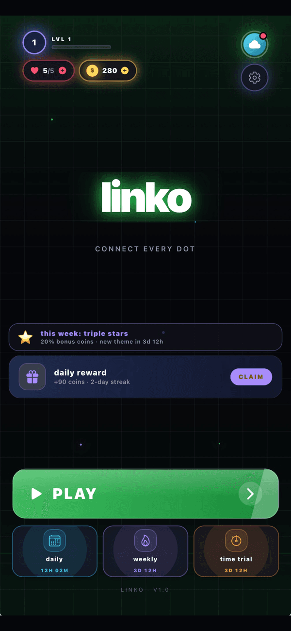 Linko — main menu, an Abbari Studio game