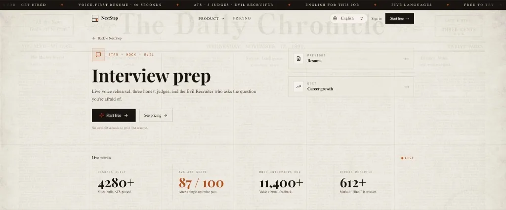NextStep — Interview prep module